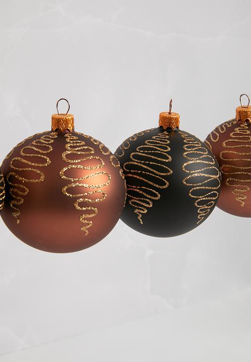 H&S - Handblown swirl xmas bauble set of 4 - multi