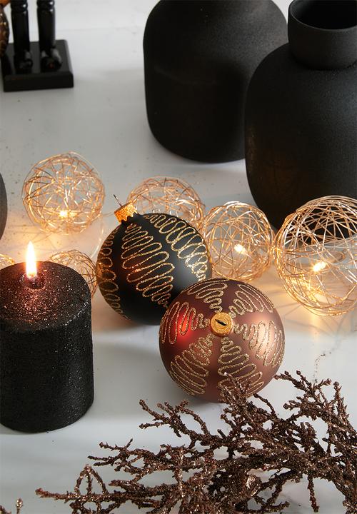 H&S - Handblown swirl xmas bauble set of 4 - multi