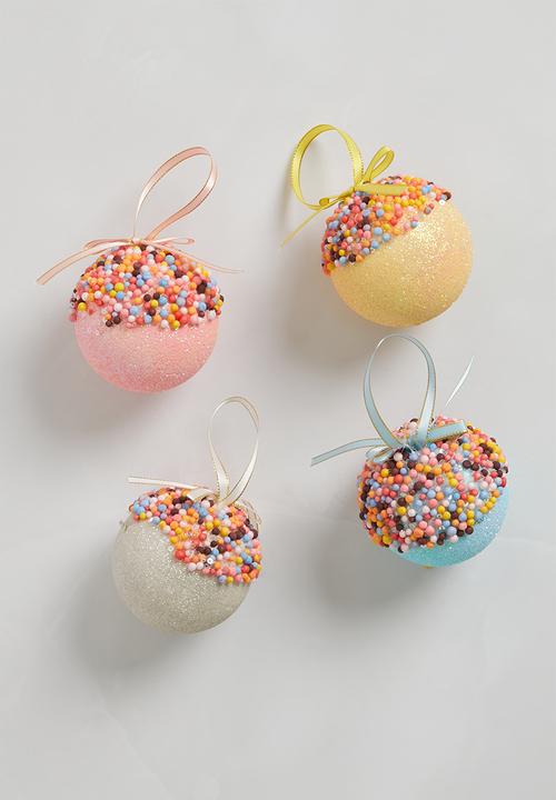 H&S - Confetti xmas tree bauble set of 4 - multi