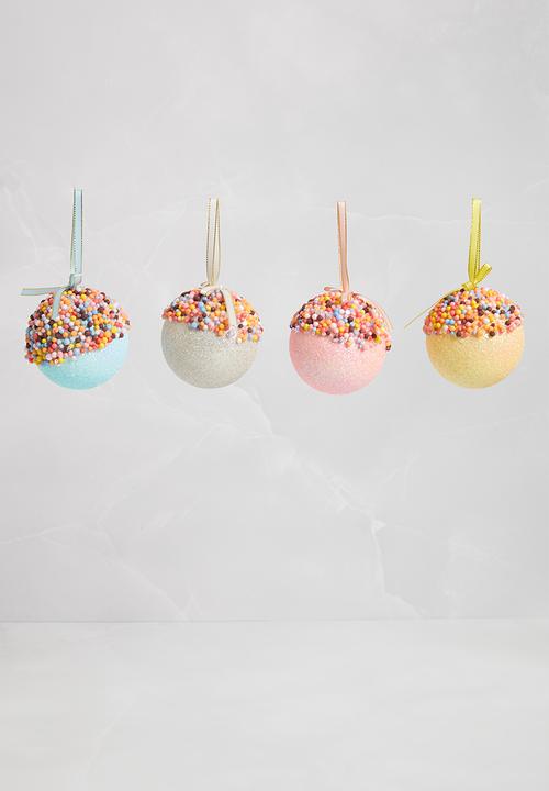 H&S - Confetti xmas tree bauble set of 4 - multi