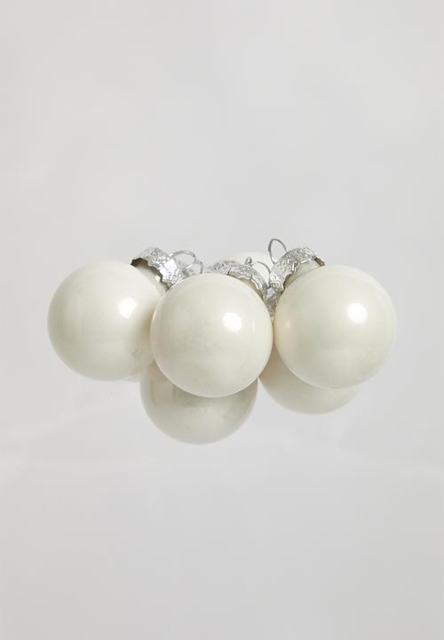 H&S - Glass Christmas baubles 24 pcs - white