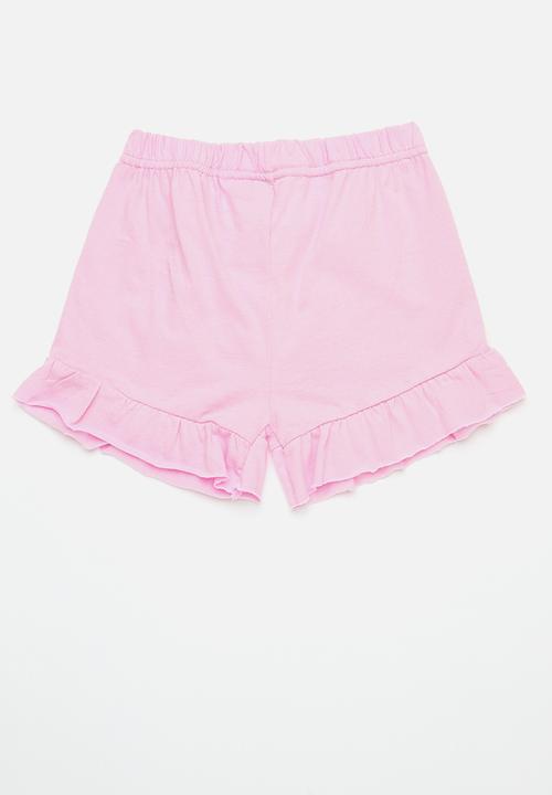 Pop Candy - 2 Pack frill short - dusty pink & light yellow