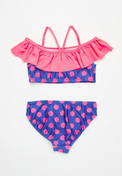 Pop Candy - Ruffled bikini set - pink and blue