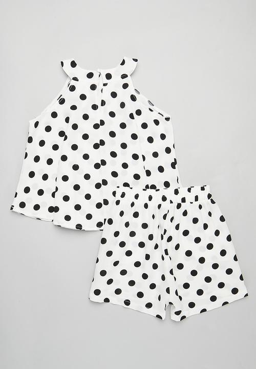 Pop Candy - Halter neck top & short set - black and white