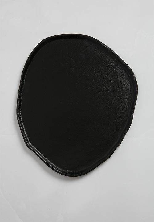 H&S - Pebble candle tray - black