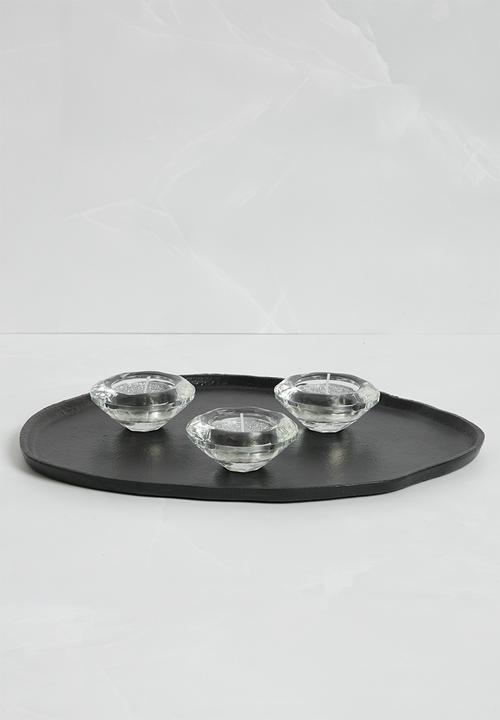 H&S - Pebble candle tray - black