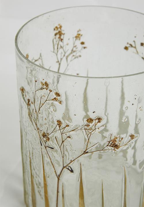 H&S - Pressed leaf tealight holder - clear