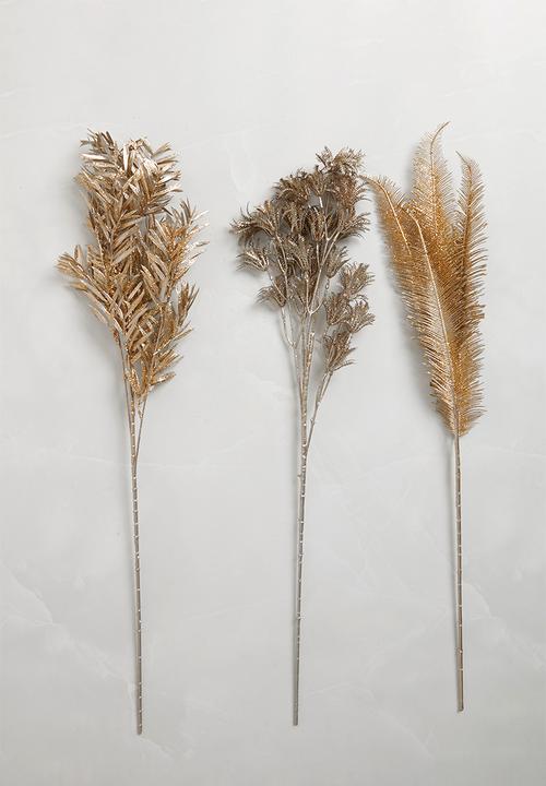 H&S - Tropical glitter pick set of 3 - champagne