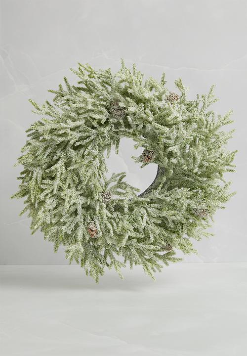 H&S - Pine wreath - light green with snow finish