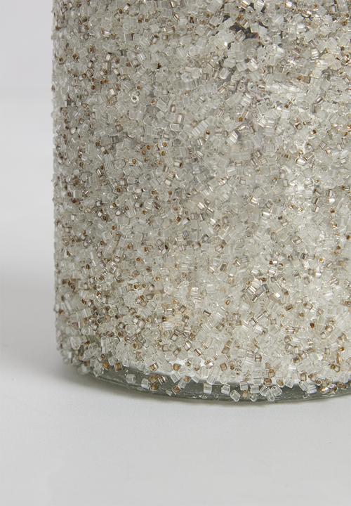 H&S - Beaded tealight holder set of 3 - silver