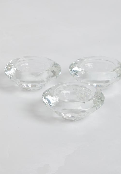 H&S - Clear tealight holder set of 3 - clear