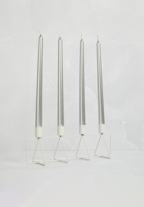 H&S - Dinner candle set of 4 - silver