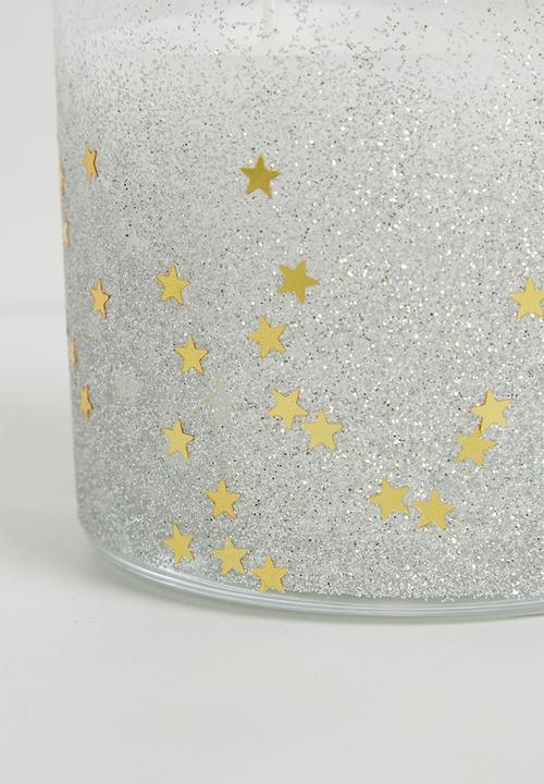 H&S - Deco candles - white with silver glitter