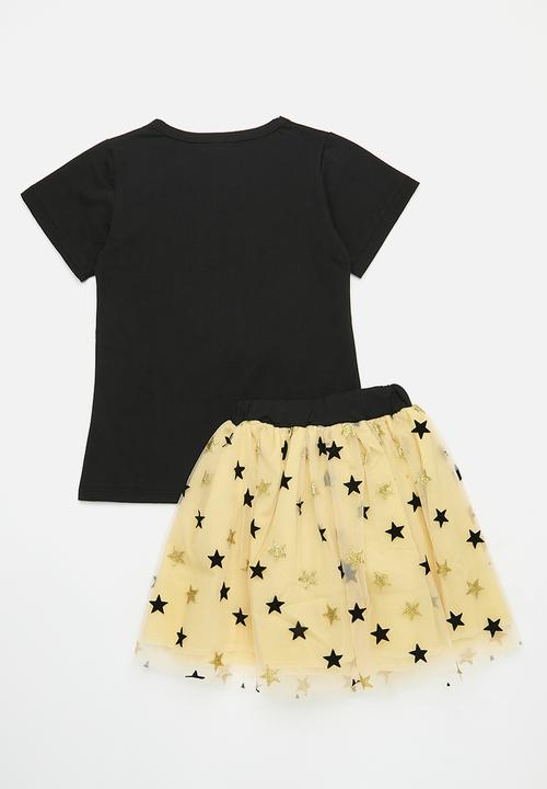 Pop Candy - Tshirt with mesh skirt set - black