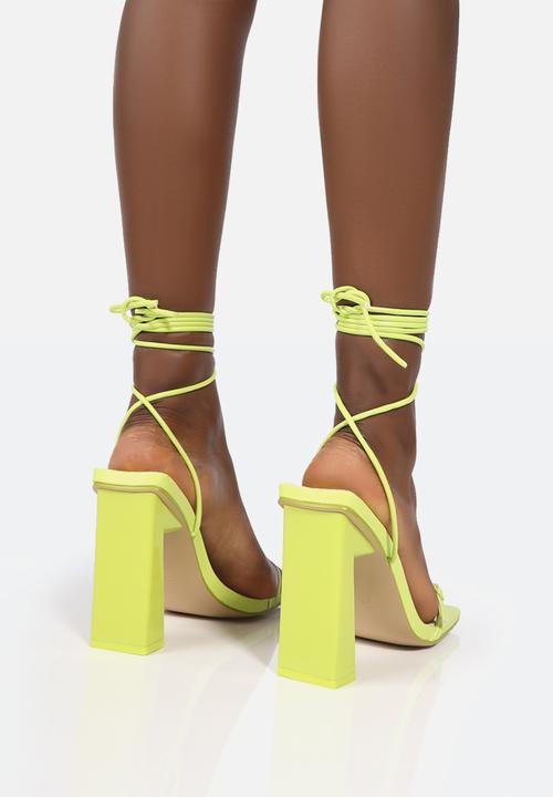 Public Desire - Cleo square toe strappy lace up - lime