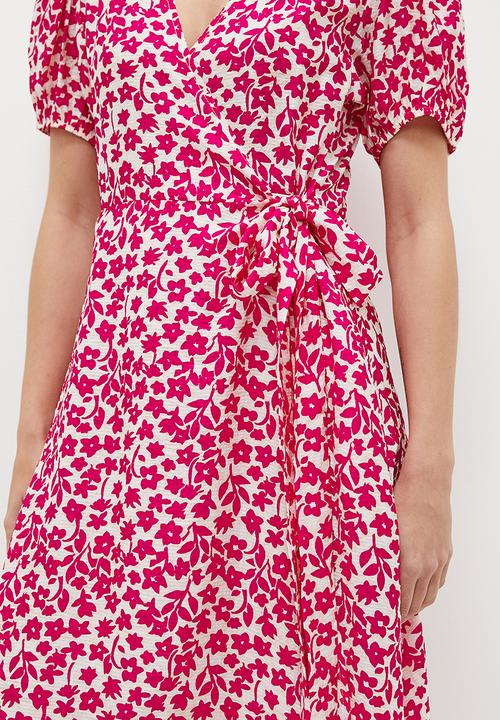 Me&B - The V Neck Wrap Dress - Pink Azalea