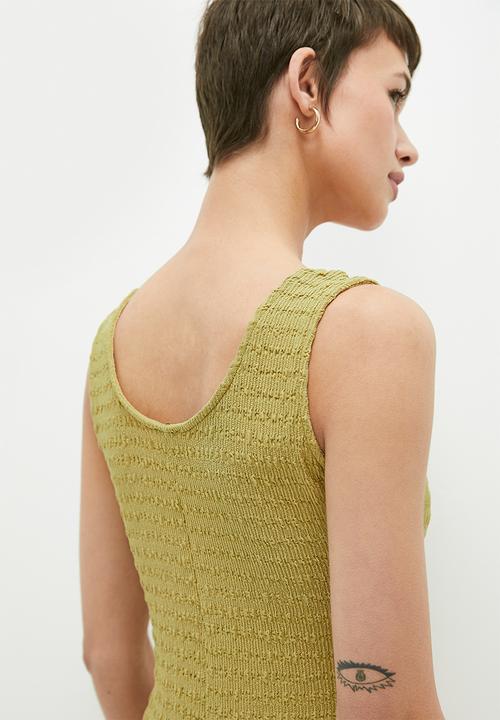 Me&B - Bubble knit stretch dress - olive