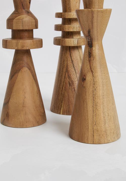 H&S - Taper dinner candle holder set of 3 - natural