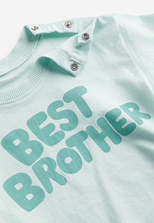 H&M - Printed T-shirt - mint green best brother
