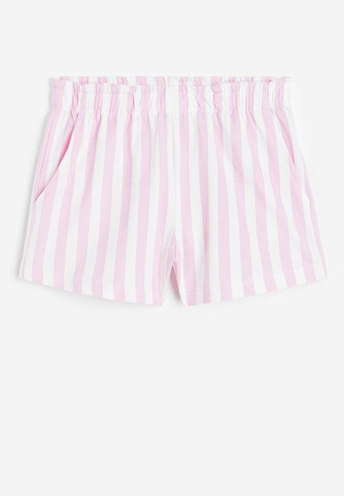 H&M - Patterned paper bag shorts - light pink striped
