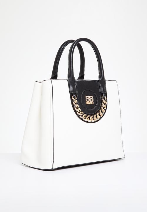 SISSY BOY - Chain tote bag - white & black