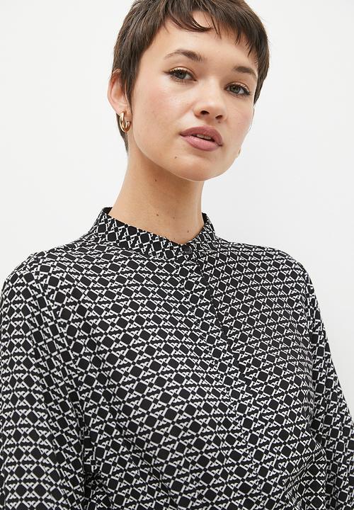 POLO - Lily monogram long sleeve belted dress - black