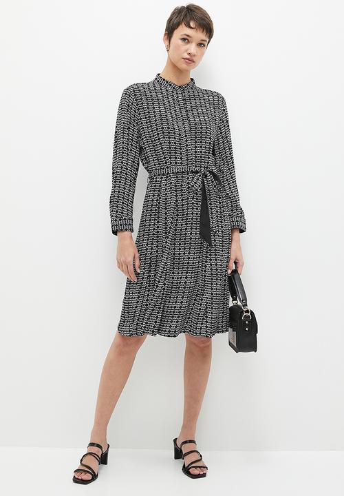 POLO - Lily monogram long sleeve belted dress - black