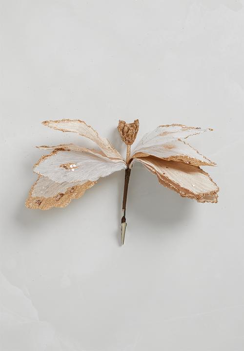 H&S - Velvet flower clip - white