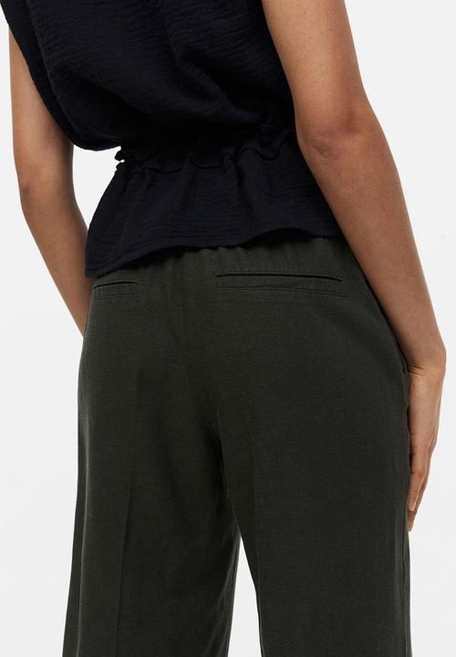 H&M - Linen-blend twill trousers - dark green