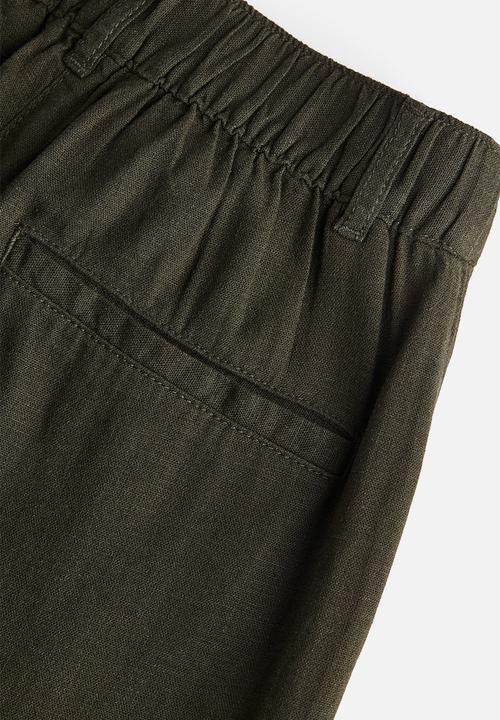 H&M - Linen-blend twill trousers - dark green