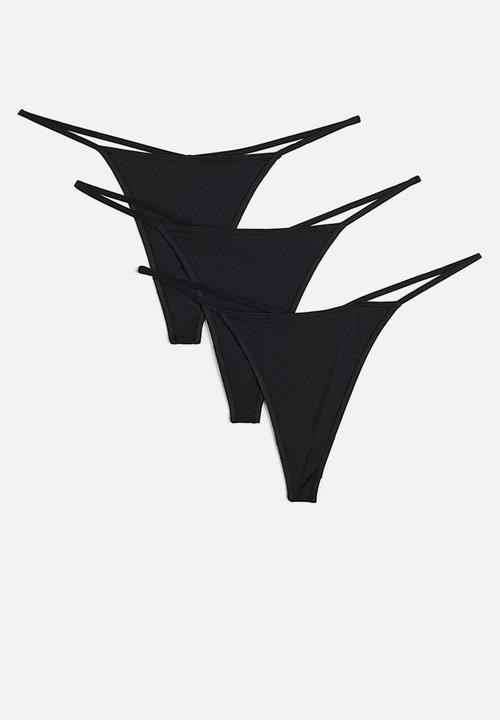 H&M - 3-Pack jersey thong briefs - black