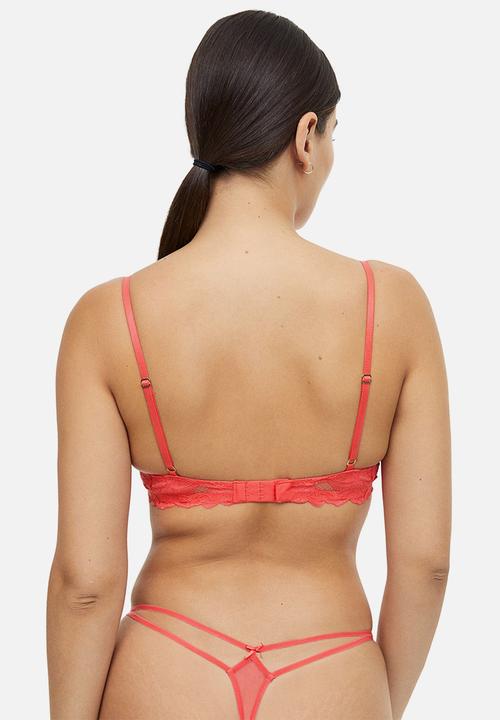 H&M - 2-Pack lace thong briefs - coral & white
