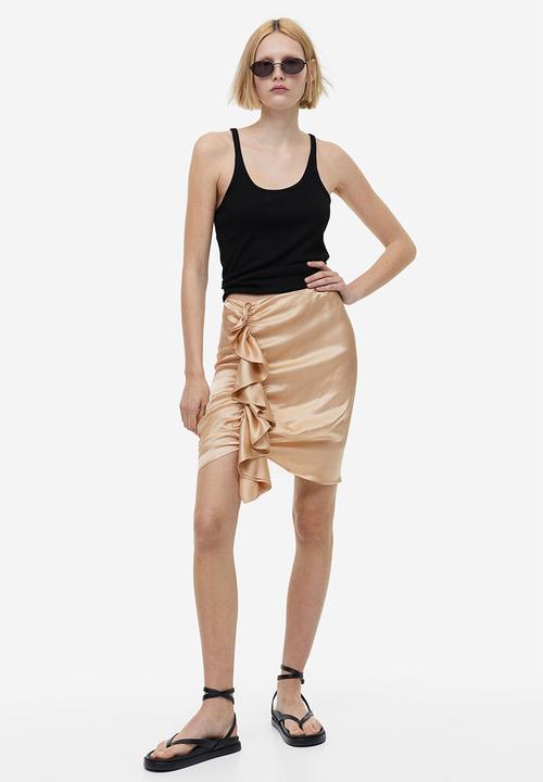 H&M - Draped flounce-detail skirt - beige