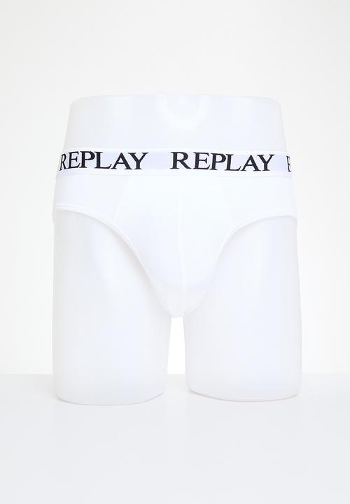 Replay - Replay slip basic cuff logo 2-pack box inglese - white