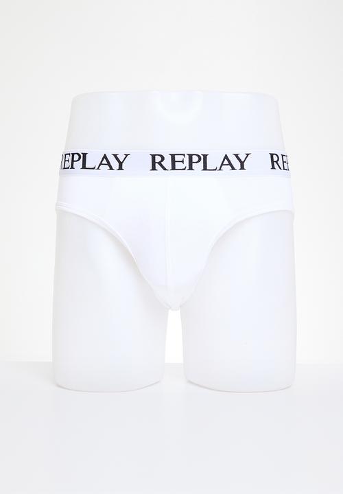 Replay - Replay slip basic cuff logo 2 pack box - white