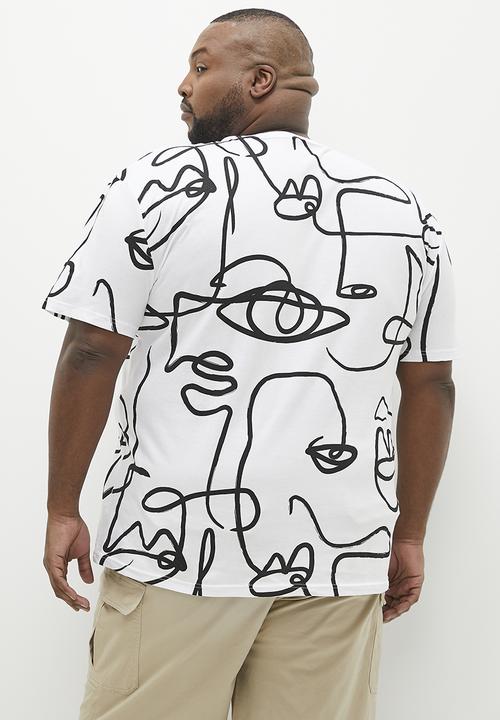 Superbalist - Face all over print tee - black & white