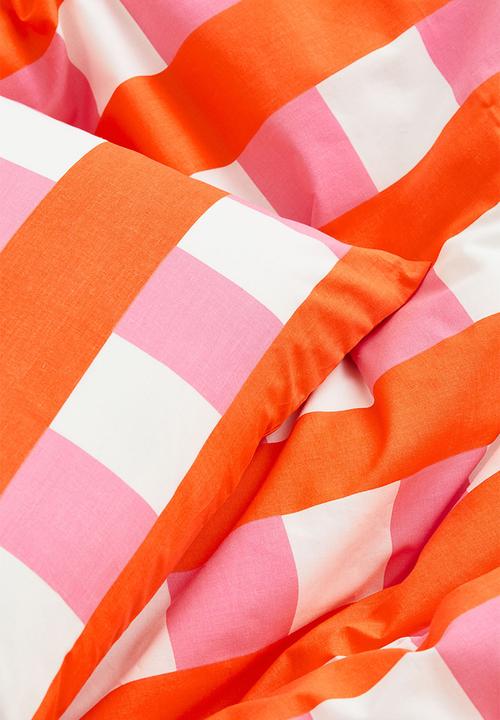 H&M - Checked single duvet cover set - orange 