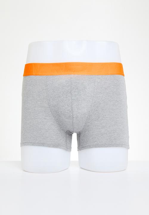 Replay - Replay boxer style cuff logo neon script 2 pack - light grey & black