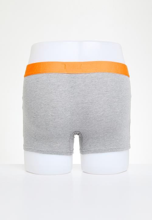 Replay - Replay boxer style cuff logo neon script 2 pack - light grey & black