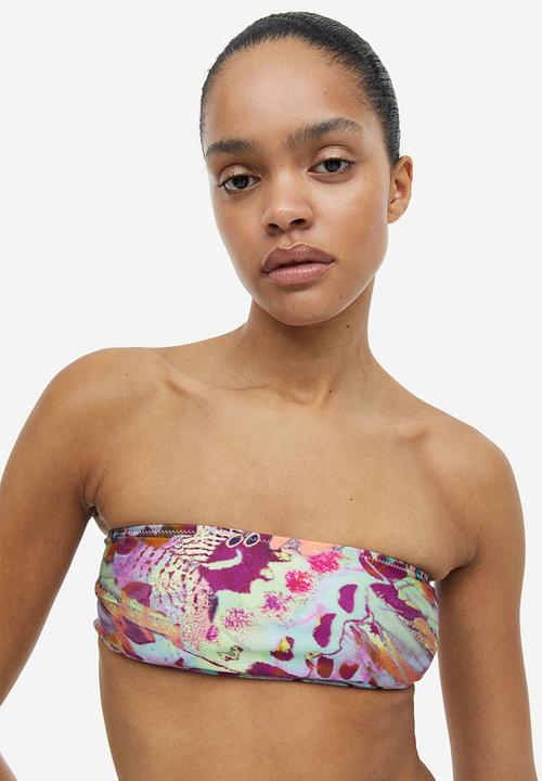 H&M - Padded bandeau bikini top - purple patterned
