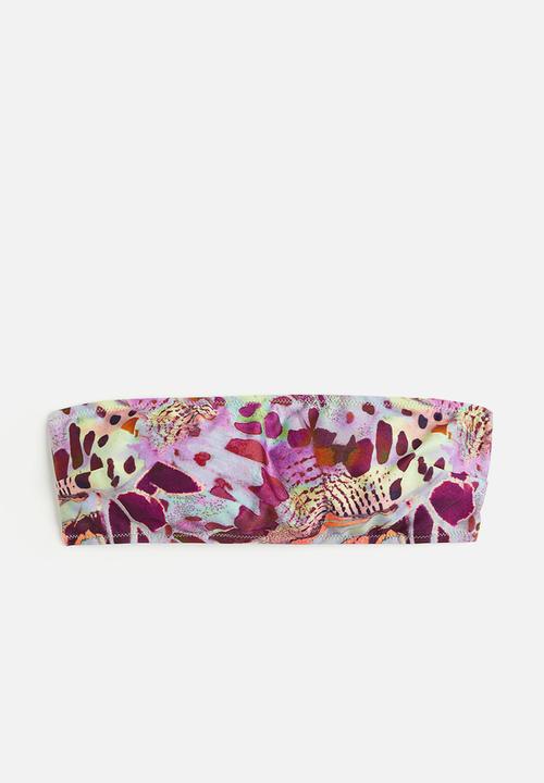 H&M - Padded bandeau bikini top - purple patterned