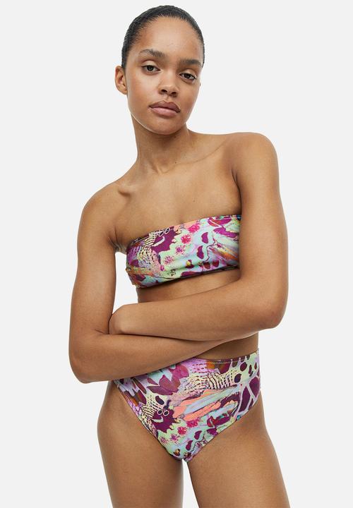 H&M - Padded bandeau bikini top - purple patterned