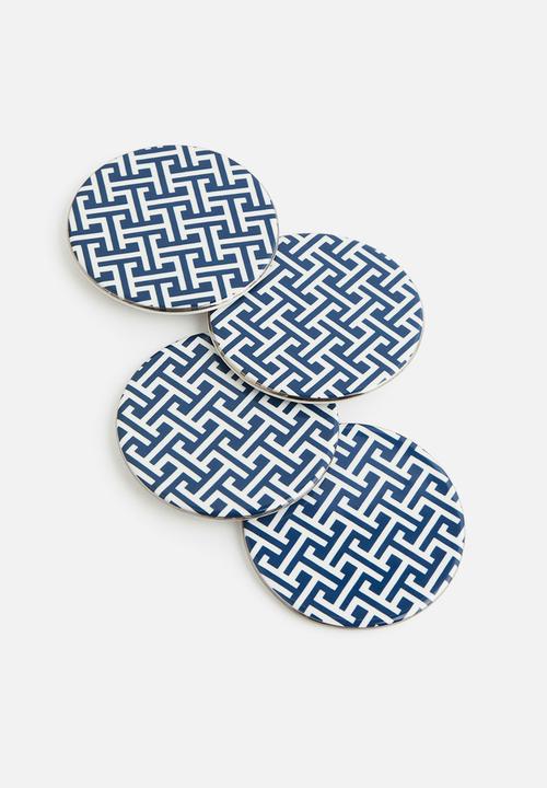 H&M - 4-pack porcelain coasters - blue