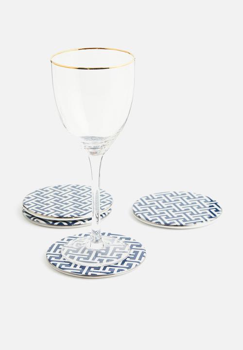 H&M - 4-pack porcelain coasters - blue