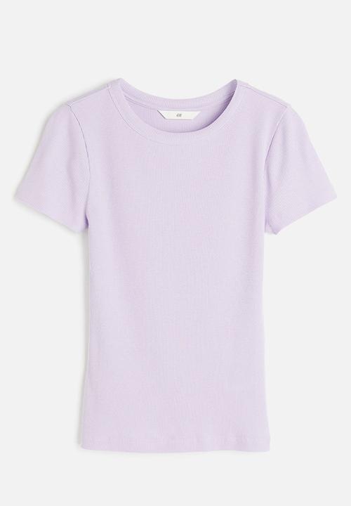 H&M - Ribbed modal-blend t-shirt - lilac 