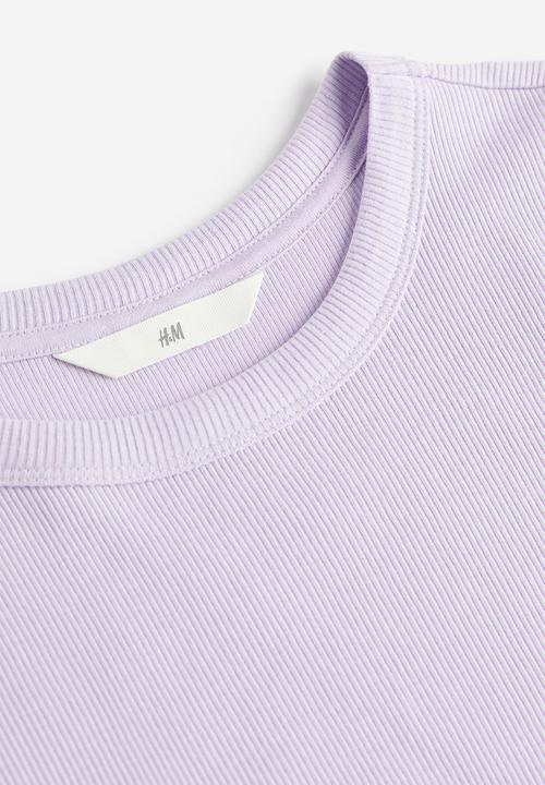 H&M - Ribbed modal-blend t-shirt - lilac 