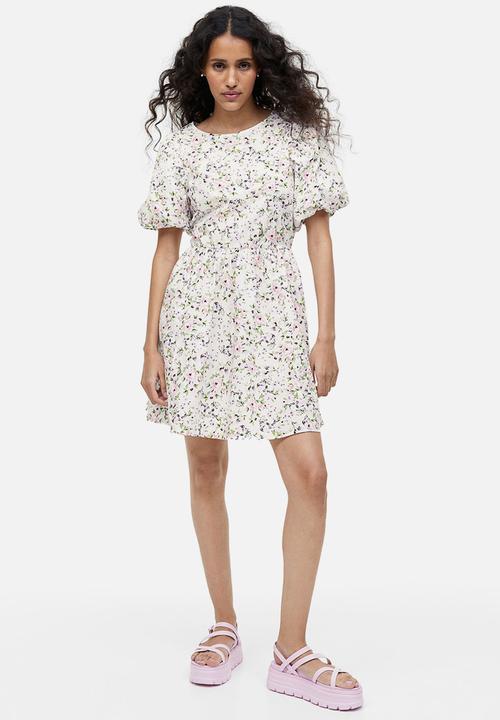 H&M - Puff-sleeved dress - white floral
