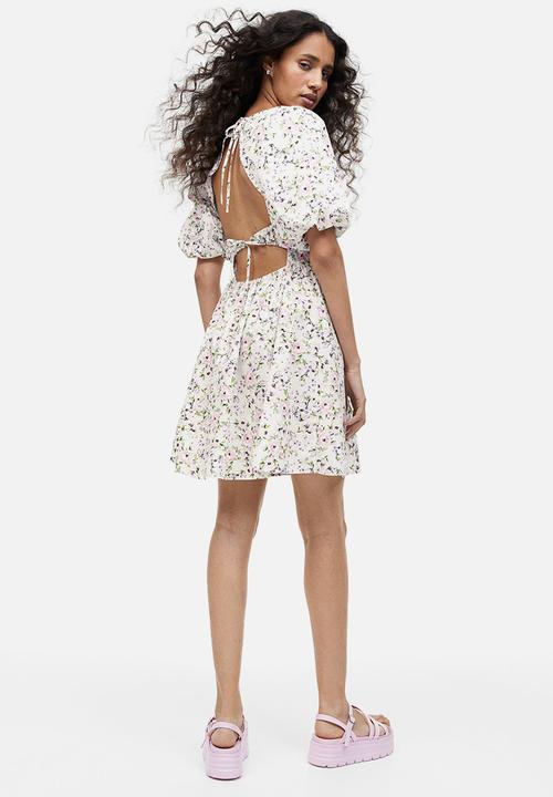 H&M - Puff-sleeved dress - white floral