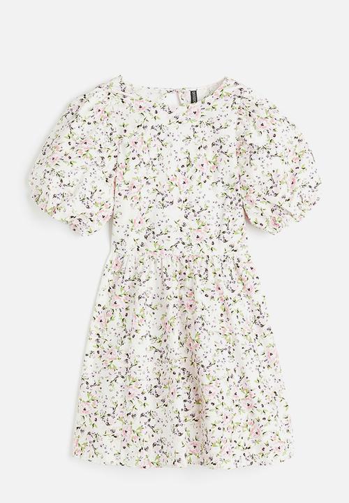 H&M - Puff-sleeved dress - white floral