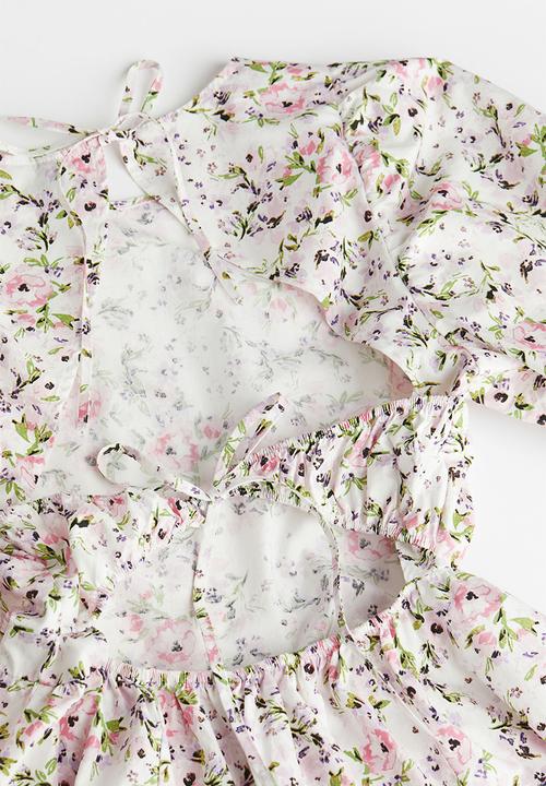 H&M - Puff-sleeved dress - white floral